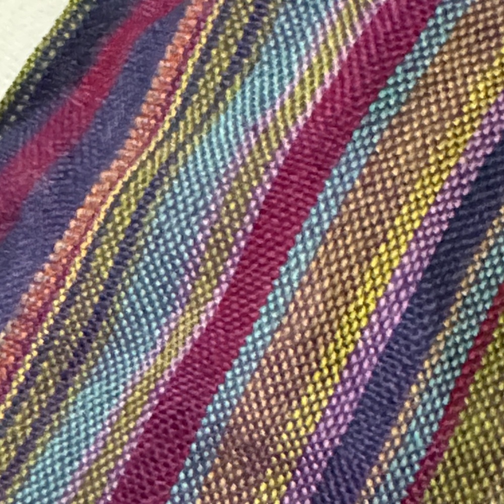Striped Fringed Scarf-Bright Multi Color-Cotton Poly Blend-EUC - Picture 7 of 11